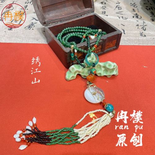 new chinese popular original crossbody chain antique accessories long chain natural jade necklace manual zen advanced