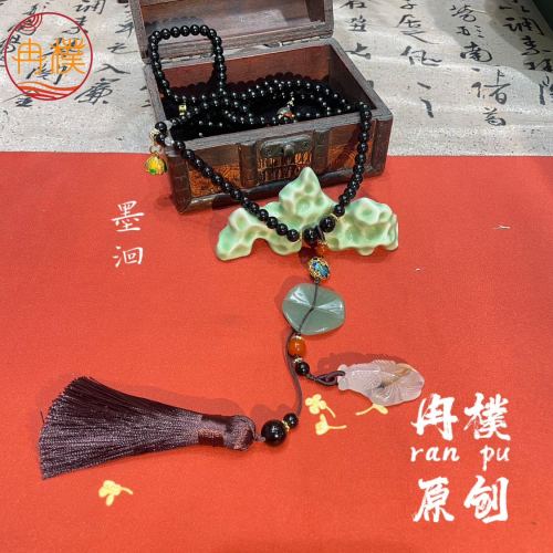 new chinese popular original crossbody chain antique cross chain ornament long chain natural jade manual zen senior niche