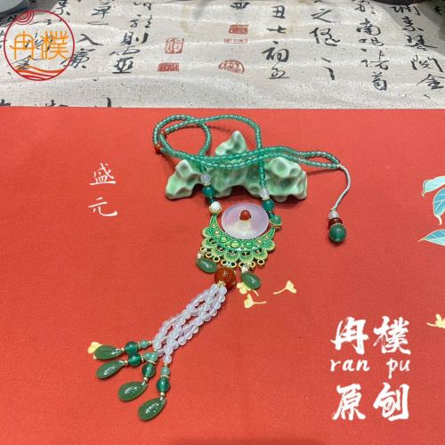 new chinese style popular original sweater chain ancient style long chain natural stone luoluo handmade design chinese clothing cheongsam accessories