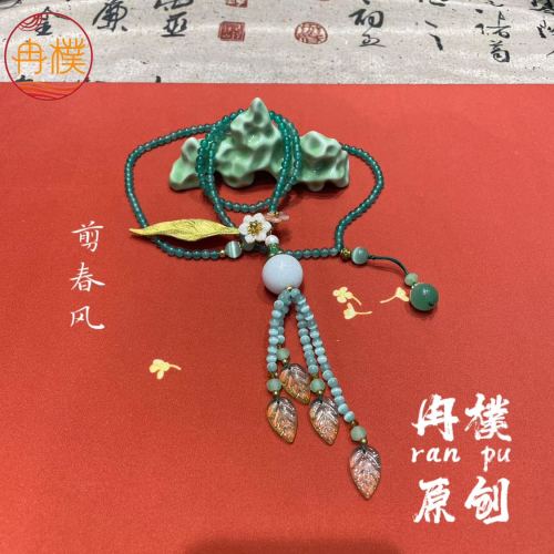 new chinese style hot-selling sweater chain original antiquity long bead necklace natural stone handmade design chinese clothing cheongsam accessories