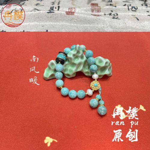new chinese bracelet amazonite ancient style original design national fashion niche handmade wholesale retail gift advanced