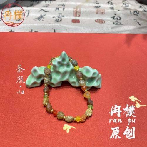 new chinese style bracelet ancient style original bracelet ornament broken special-interest design raw ore natural stone national fashion handmade wholesale