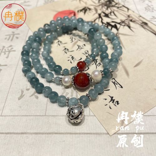 new chinese style retro bracelet national style zen niche original handmade jade natural bracelet multi-circle