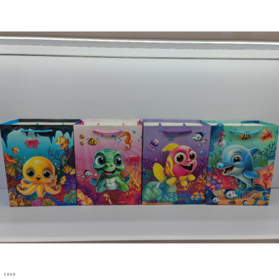 Cartoon Gift Bag Ocean Handbag Ivory Board Bag Children's Shopping Bag 3D Patch Dusting Powder Craft in Stock
