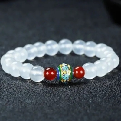 Online Best-Selling Product Natural Agate White Jade Bracelet Men and Women Couple Girlfriends Gift Promotion Retro Style Hanfu