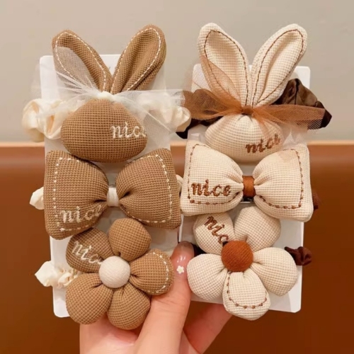 Milk Coffee Color Girls Hair Accessories Rubber Band Flower Hairband Children Does Not Hurt Hair Rubber Bands Little Girl 2023 New Hair Band