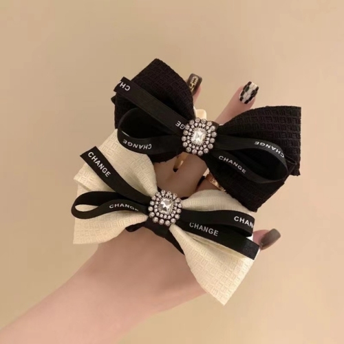 Diamond-Embedded Square Bow Large Intestine Hair Band Korean Sweet Back Head Updo Hair Rope Niche Commuter New Hair Accessories