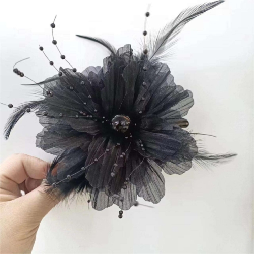 new hair accessories wholesale internet celebrity women‘s large 13cm bottom clip flower pearl feather hair clip jaw clip shark clip