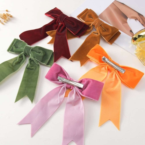 autumn and winter velvet bow barrettes sweet girl elegant hair clip barrettes back head loose clip head clip in stock wholesale