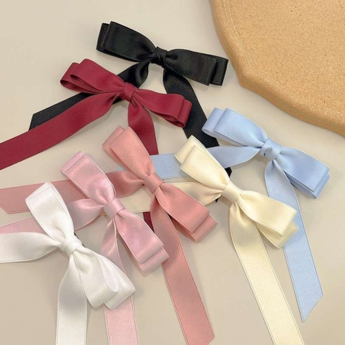 new double-layer bow ribbon hairpin spring clip women‘s simple all-match top clip back head hairpin internet celebrity hair accessories