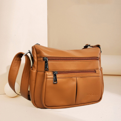 Simple Soft Leather Large Capacity Bag 2023 New Textured One-Shoulder Women's Bag for Going out Travel Messenger Bag All-Match Big Bag