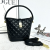 Simple Stylish Bag 2023 New Summer Portable Hand-Carrying Women's Shoulder Bag Embroidery Thread Texture Cross Body Bucket Bag All-Matching