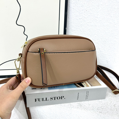 Simple Bag 2023 New Fashion Women Shoulder Bag Solid Color Soft Leather Middle-Aged Mother Bag Double Layer Phone Small Square Bag