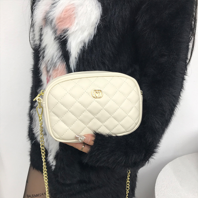 Simple Soft Leather Bag 2023 New Embroidery Chain Shoulder Women's Bag High-Grade Western Style Crossbody White Small Square Bag