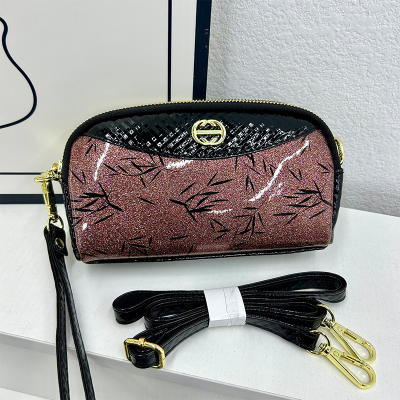 Bright Leather Spring Bag 2024 New Online Influencer Fashion Hand-Carrying Hand-Held Wallet Shoulder Messenger Bag All-Match Mobile Phone Bag