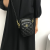 Black Simple Bag 2024 Spring Embroidery Thread Shoulder Women's Bag High-Grade Western Style Crossbody All-Match Vertical Phone Bag