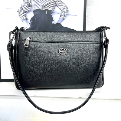 Black Soft Leather Bag 2024 New Popular Net Red Fashion Women Shoulder Bag Large-Capacity Crossbody Bag Middle-Aged Mother Bag
