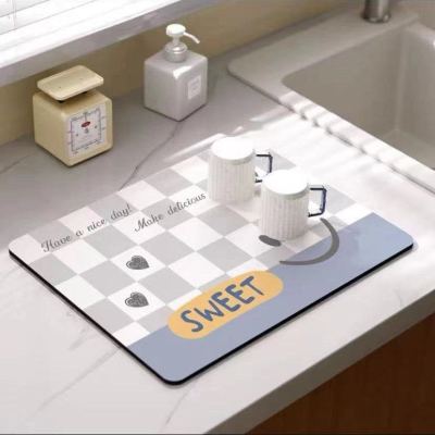 Cartoon Kitchen Water Draining Pad Surface of Wash Basin Erasable Disposable Mat Bar Counter Diatom Ooze Absorbent Heat Insulation Coaster