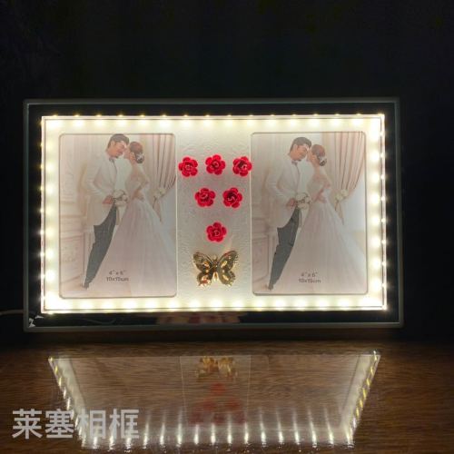 double open small long frame led light usb interface creative decoration photo bedroom bedside lamp multi-function photo frame with light