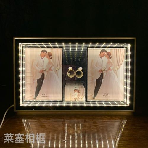 3d effect led light usb interface creative decoration makeup mirror photo bedroom bedside lamp multifunctional photo frame with light