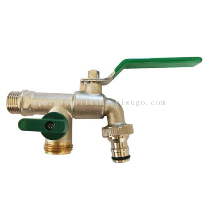 Brass Bibcock Garden Brass Nickel Plated Water Nozzle Washing Machine Double Hole Nipple Faucet Double Hole Water Tap Outlet