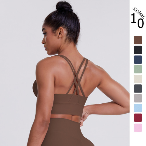 cross-border cloud brushed cross beauty back exercise bra casual running shockproof fitness vest yoga clothes for women
