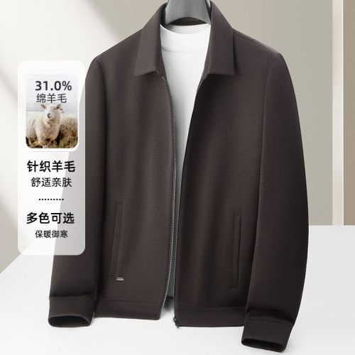 男式夹克2025秋冬款翻领拉链版针织羊毛高奢商务青年品质休闲外套
