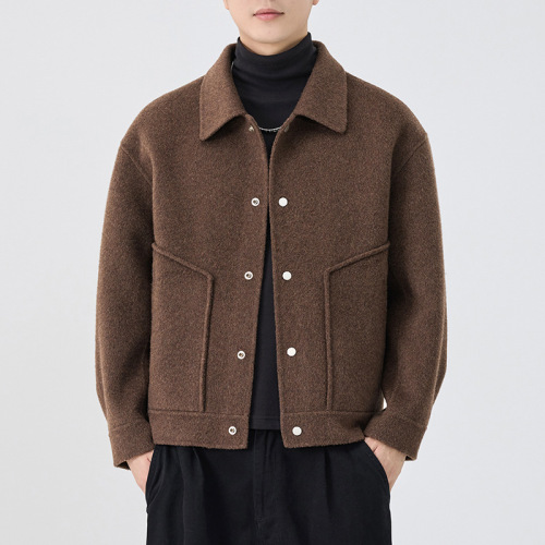 高端羊毛加厚款外套男士2025冬季新款双面羊绒工装夹克男休闲上衣