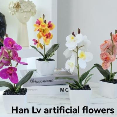 Potted artificial flowers, artificial phalaenopsis flower strap pots together bonsai, home decoration potted artificial flowers ornaments