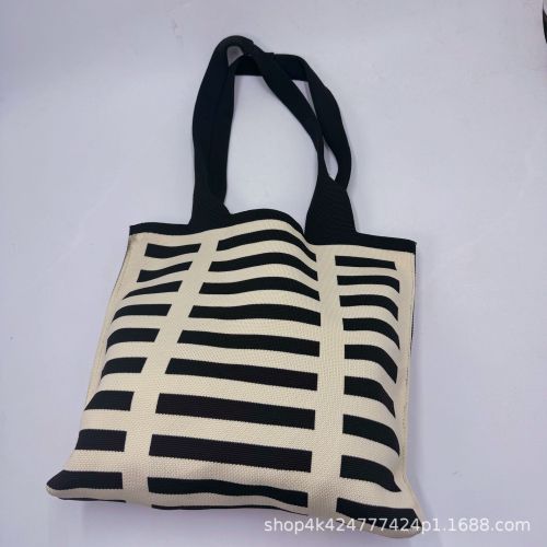 ins new niche wheat knitted bag women‘s shoulder bag woolen yarn bag tote bag shopping bag korean style handbag