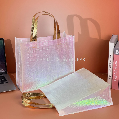 cross-border gradient color ser minating aluminum non-woven bag wholesale handbag printing logo gift bag shopping bag