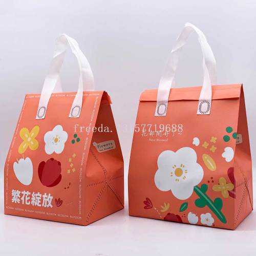 立体无纺布外卖袋覆膜保温袋创意logo手提袋定做美团外卖打包袋子