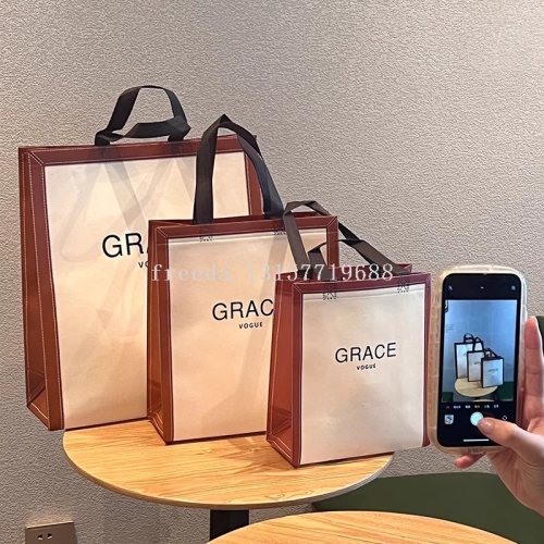 竖版大牌无纺布环保手提袋简约服装店装衣服袋子广告袋定购物袋制