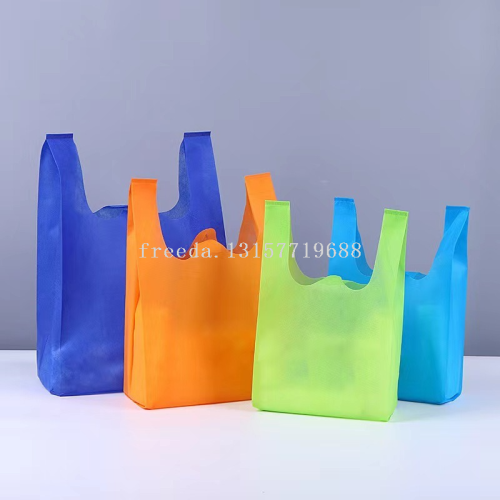 跨境无纺布背心袋超市购物袋加厚手提袋可印logo广告礼品袋子折叠