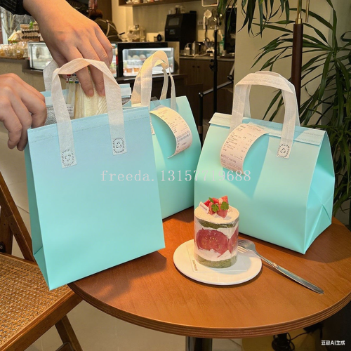 外卖保温袋奶茶蛋糕手提铝箔款自粘无纺布防水手提袋打包袋可定制