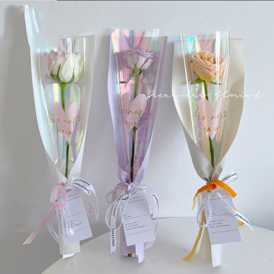 Colorful Wish Single Bouquet Packaging Bag Qixi Flower Packaging Material Single Flower Bag Wholesale