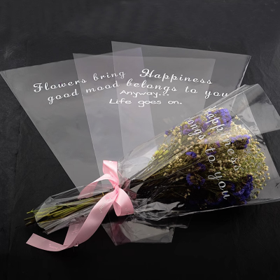 Transparent Printed Bouquet Packaging Bag Single Flower Wrapping Material Flower Shop Supplies Material Wholesale