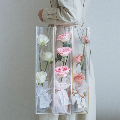 Life Has You Transparent Flowers Gift Box Flower Box Handbag Rose Portable Box Floral Supplies Packaging Materials