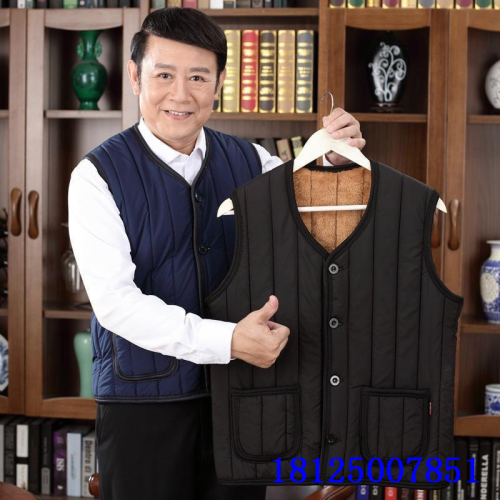 cheap and low price winter clothes dad warm cotton vest middle-aged and elderly fleece-lined casual plus size waistcoat vest cotton vest