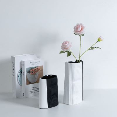 Modern Simple Black and White Ceramic Vase Flower Shop Exhibition Hall Model Room B & B Dining Table Home Soft Vase