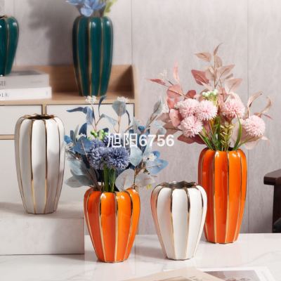 Light Luxury High-Grade Ceramic Vase Flower Arrangement Artificial Flower Living Room Decoration Home Decoration TV Cabinet Housewarming Gifts