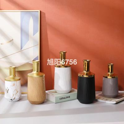 Simple Modern Light Luxury Ceramic Vase Two-Piece Set Soft Home Decoration Decoration and Ornament Model Room Flower Device