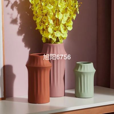 Nordic Minimalist Morandi Ceramic Vase Model Room Living Room Crafts Decorative Flower Vase Table Top Entrance Decoration