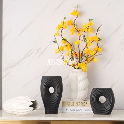 Nordic Instagram Style Ceramic Vase Dried Flower Decorative Ornament Creative Home Soft Outfit Crafts Living Room Simple Flower Arrangement