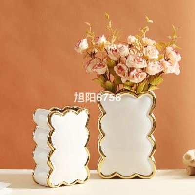 Modern Simple Vase Gold Plated Living Room Hallway Ornaments Table Decoration Light Luxury