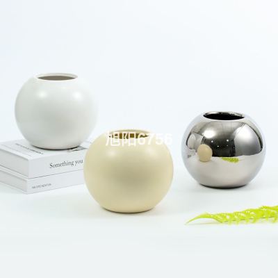 Nordic Style round Small Flower Pot Creative Ceramic Glaze Flower Pot Container Desktop Home Mini Flower Pot Canned Type Flower Pot