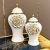 European-Style Electroplated Gold Ceramic Hat-Covered Jar Vase Decoration Light Luxury Crafts Model Room Soft Decoration Entrance Decoration