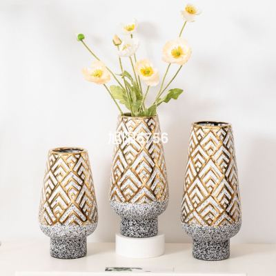 Nordic Ceramic Vase Dried Flower Flower Arrangement Hydroponic Electroplating Flower Device Living Room Modern Minimalist Table Decoration Wholesale