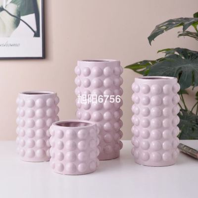 Niche Geometric Art Ceramic Vase Flower Arrangement Dried Flower Device Creative Home Decoration Desktop Bed & Breakfast Nine Songs