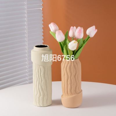 Silent Style Morandi Ceramic Vase Living Room Desktop High-Grade Decorative Flowers Dried Flower Vase Decoration Factory Wholesale